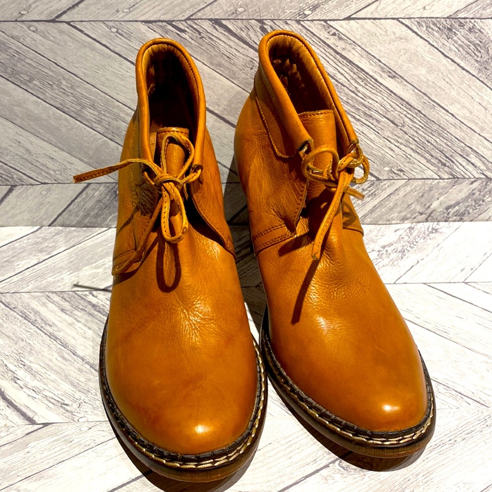 NEW ANTIK BATIK LEATHER ANKLE BOOTS FENNEC CARAMEL TONE BOOTIES WOMEN’S SIZE 40